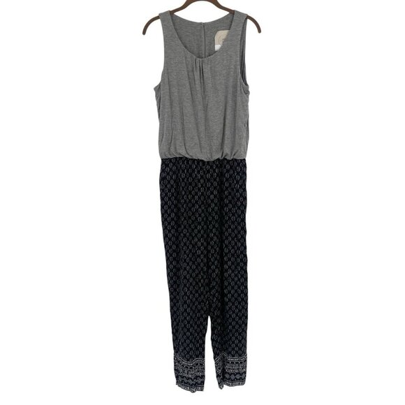 Anthropologie Hei Hei Rhodes Grey Black Jumpsuit Size M Aztec Boho Lightweight - Picture 1 of 16